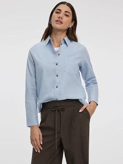 Chemise en mélange de lin à manches longues