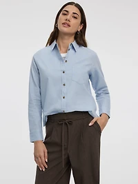 Chemise en mélange de lin à manches longues