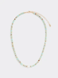 Beaded Short Necklace with Freshwater Pearl