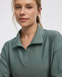 Long-Sleeve Sweater with Half-Zip Mock Neckline - Hyba