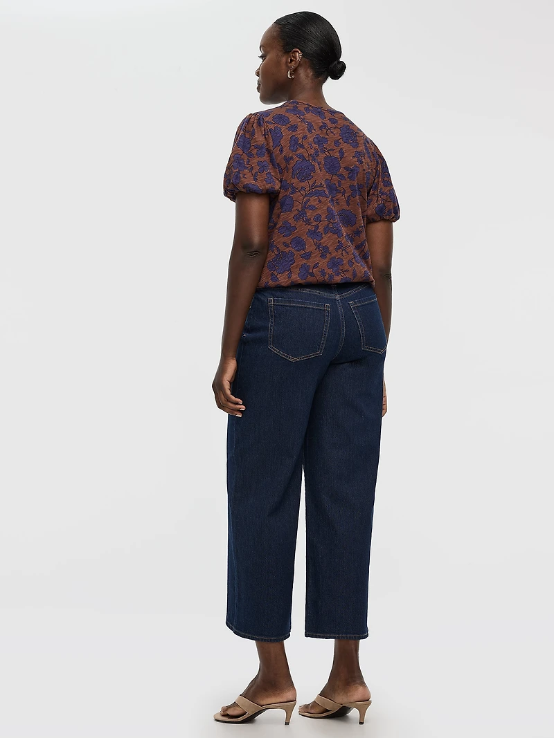 Haut à manches courtes ballon et col rond