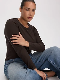 Long-Sleeve Crew-Neck Ribbed T-Shirt