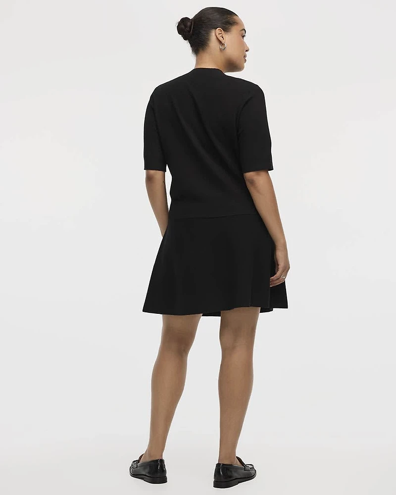 Elbow-Sleeve Mock-Neck Top