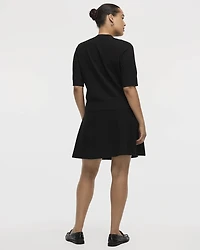 Elbow-Sleeve Mock-Neck Top