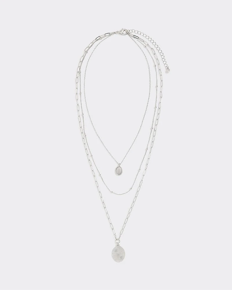 Multi-Chain Necklace with Round Pendants