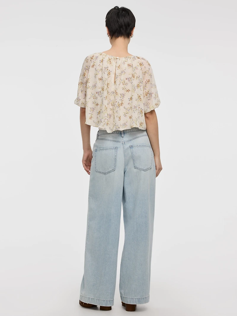 Blouse ample à manches raglan et col dégagé