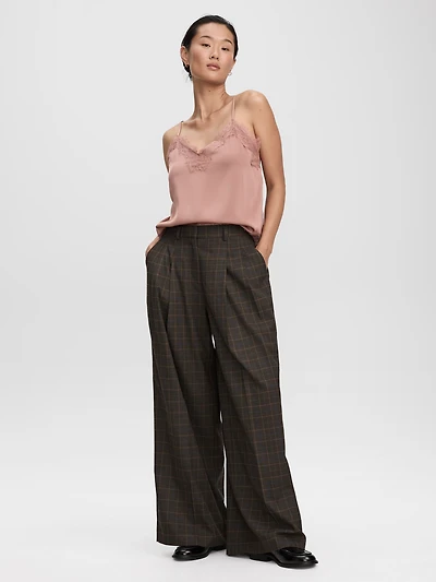 Pantalon carreauté à jambe large et taille haute - L’Intemporelle