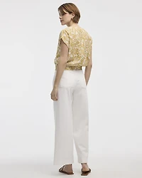 Short-Sleeve Top with Wrap V Neckline