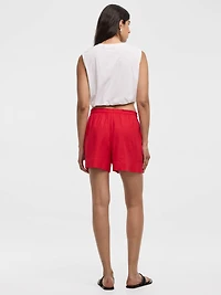 Linen-Blend Shorts with Elastic Waistband