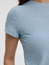 T-shirt côtelé et ajusté à col rond - R Essentials