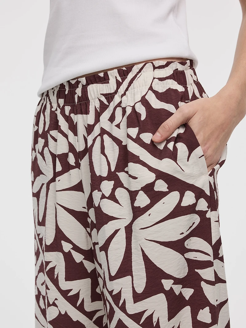 Pantalon à enfiler jambe large et taille haute
