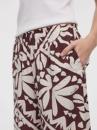 Pantalon à enfiler jambe large et taille haute