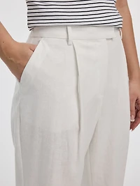 Linen-Blend Straight-Leg High-Rise Pant - Curvy Fit