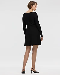 Long-Sleeve Boat-Neck Mini Dress