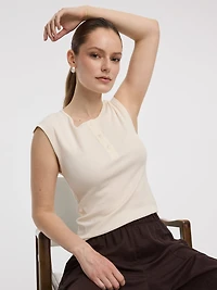 Ribbed Henley T-Shirt