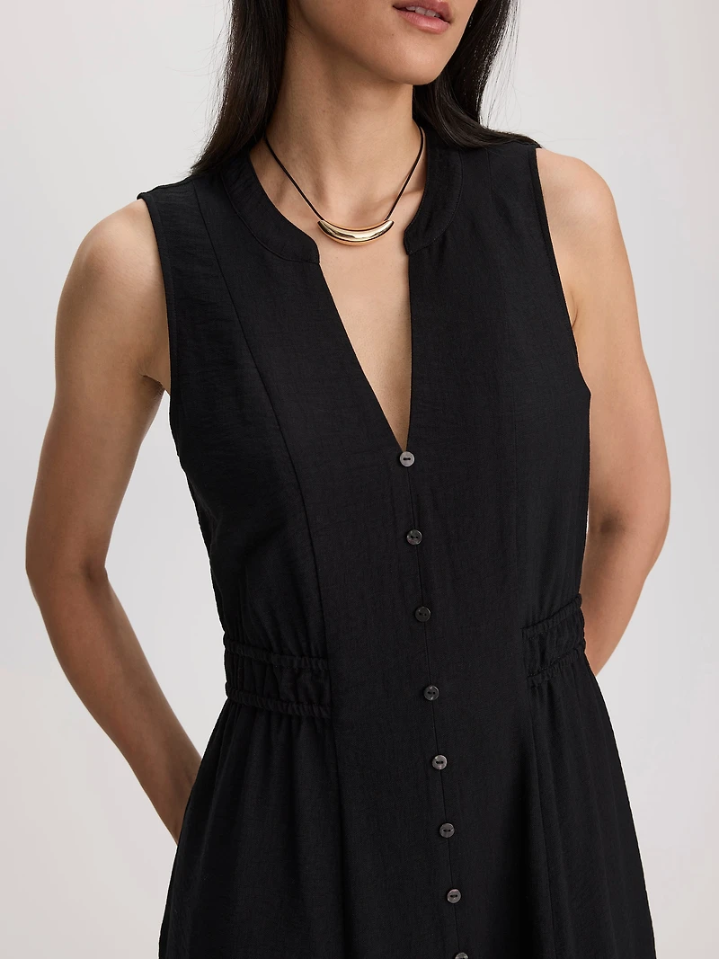 Robe chemise midi sans manches