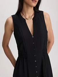 Robe chemise midi sans manches
