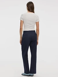 Linen-Blend Straight-Leg High-Rise Pant