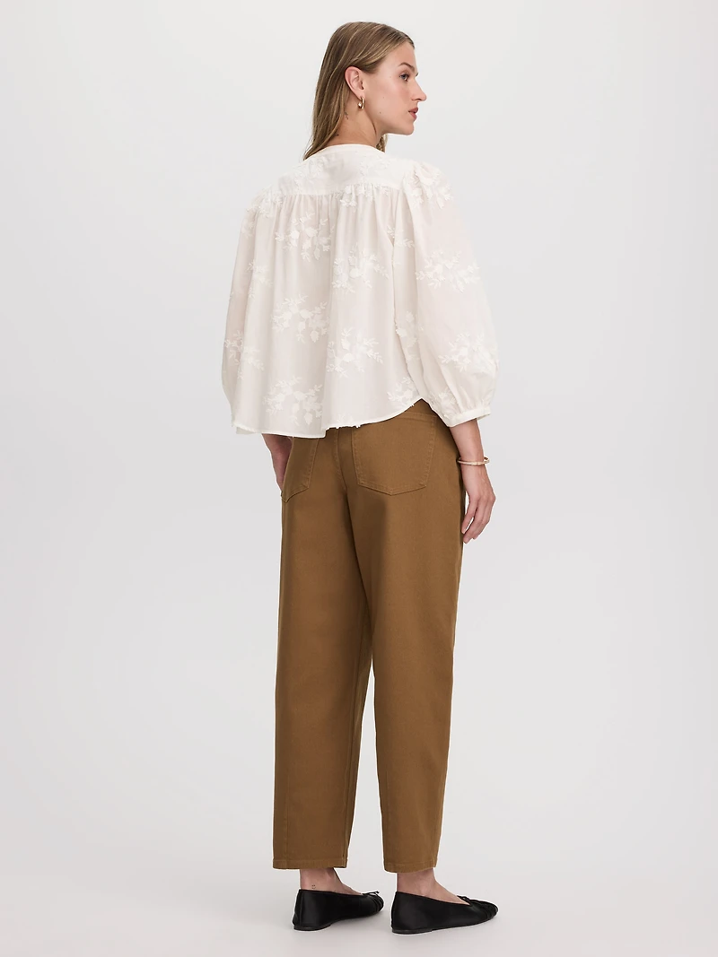 3/4-Sleeve Embroidered Blouse