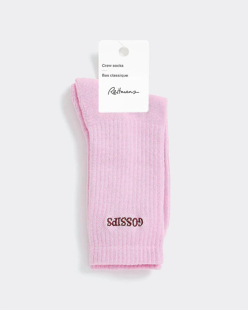 Ribbed Socks with Word at Hem