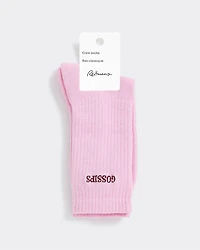 Ribbed Socks with Word at Hem