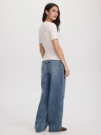 Short-Sleeve Top with Lace-Up Split Neckline