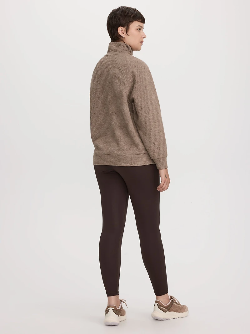 Haut texturé à manches longues et col montant demi-zip