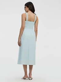 Sleeveless Midi Dress with Smocked Top