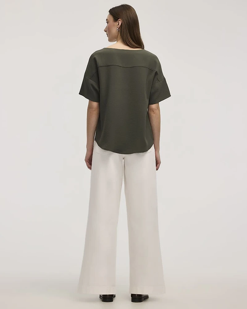 Short-Sleeve Crew-Neck T-Shirt Blouse