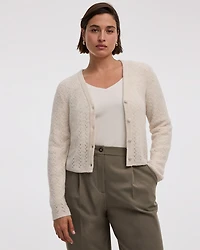 Long-Sleeve V-Neck Fancy-Stitch Cardigan