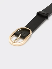 Leather Belt with Oval Buckle