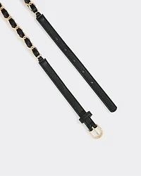 Faux Leather Belt with Gold Chain