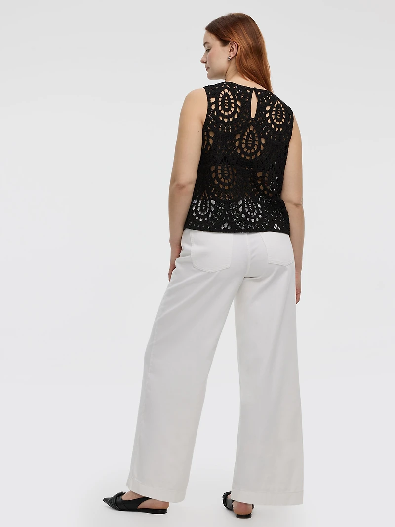 Crew-Neck Crochet Tank