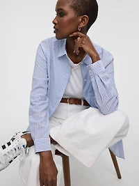 Blouse boutonnée gaufrée à manches longues