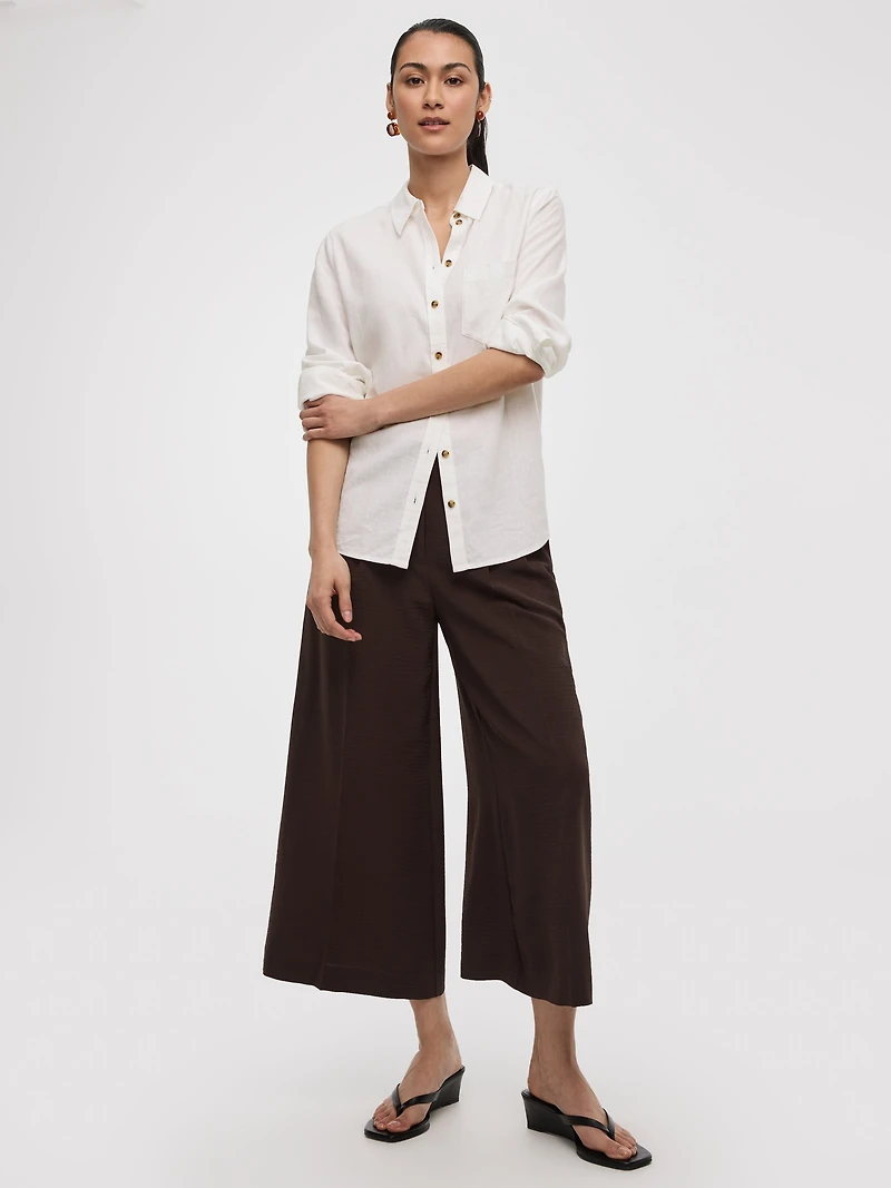Long-Sleeve Linen-Blend Shirt