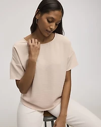Short-Sleeve Crew-Neck T-Shirt Blouse