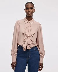 Long-Sleeve Blouse with Cascading Ruffles