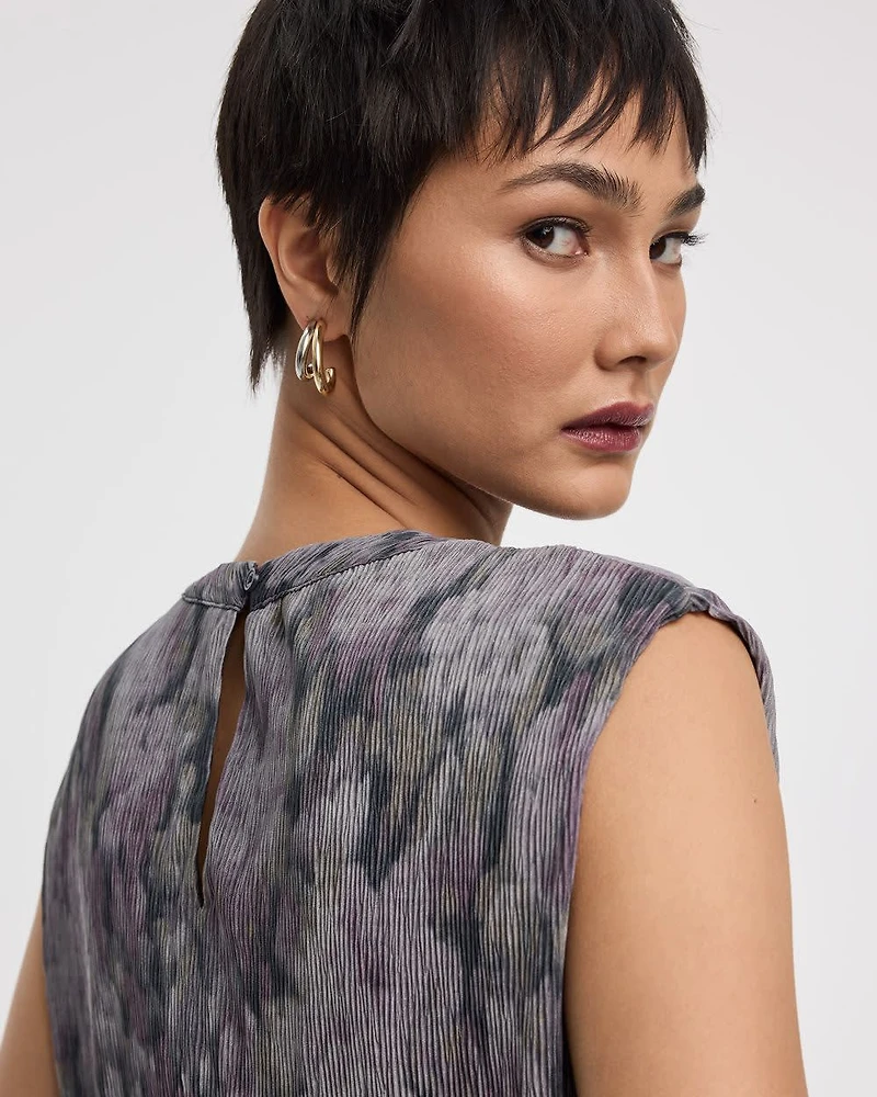 Camisole en tricot plissé à col rond