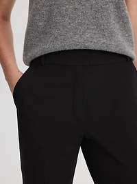 Pantalon tissé droit taille haute avec plis – Collection femmes