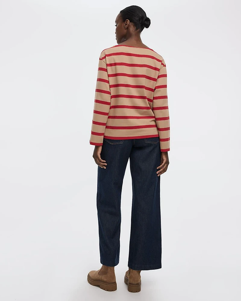 Long-Sleeve Boat-Neck Top