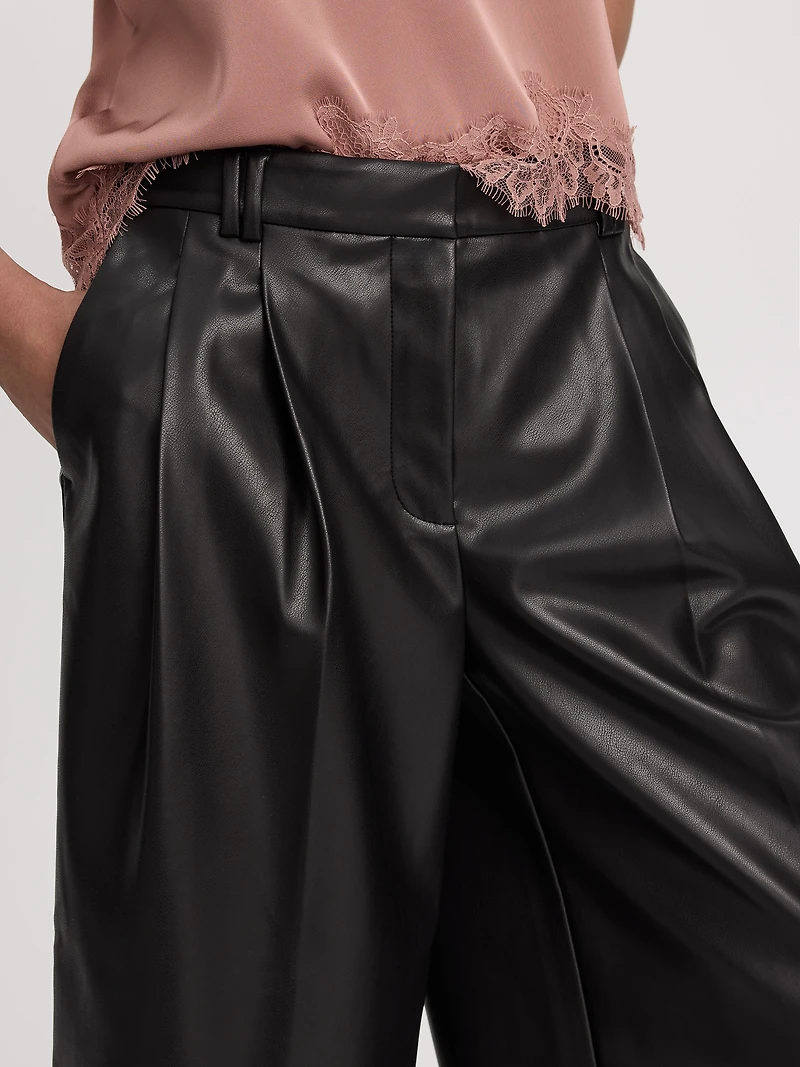 Faux-Leather High-Rise Bermuda