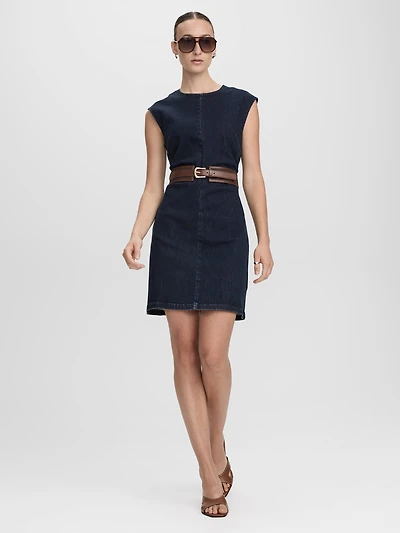 Robe courte en denim sans manches