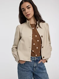 Manteau court en faux cuir