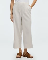 Cropped Wide-Leg Linen-Blend Pant