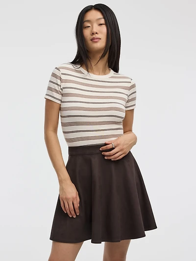 Striped Ribbed Crew-Neck T-Shirt