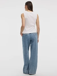 Camisole côtelée à col rond