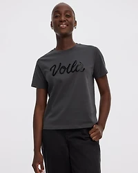 Short-Sleeve Crew-Neck Tee with Rhinestones