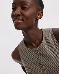 Veste sans manches à col rond motif pied-de-poule