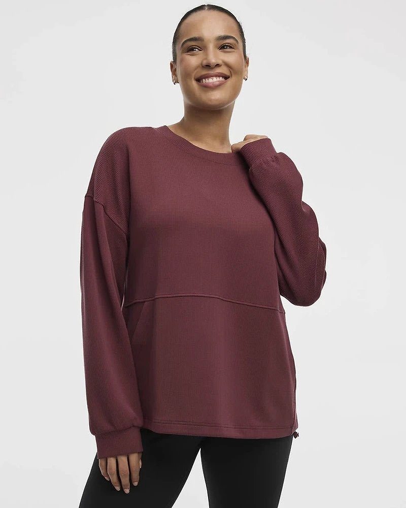 Long-Sleeve Crew-Neck Ottoman Pullover - Hyba