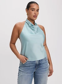 Haut en satin sans manches à encolure licou